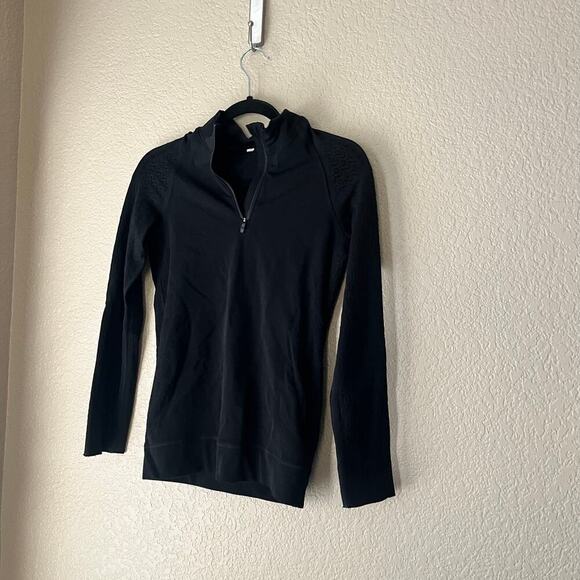Lululemon Women’s Long Sleeve Mesh Shirt Swiftly Style Black 1/2 Zip Stretch - Picture 3 of 7